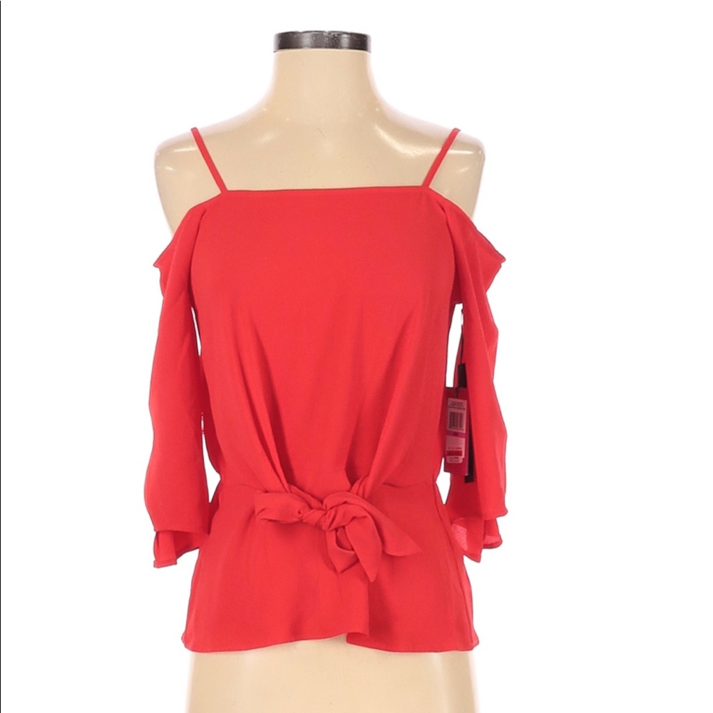 NWT Vince Camuto Long Sleeve Blouse Red Orange Size XXS